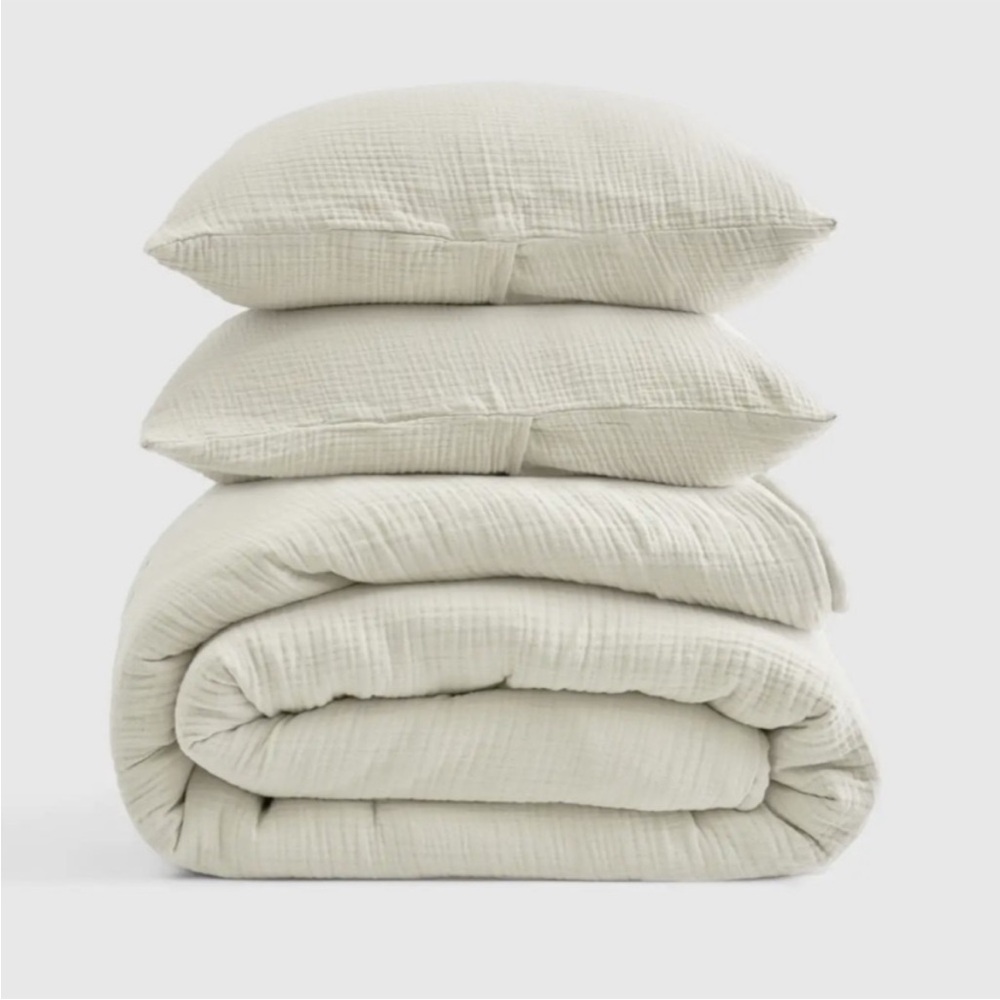NWT QUINCE Airy Gauze Duvet Cover Set King/Cal King Ivory 1747